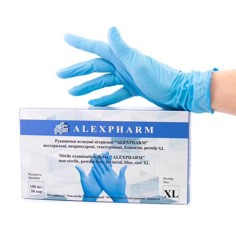 Рук. огл. нітрил. "ALEXPHARM", нестер., неприп, текстур, блак, р.XL
